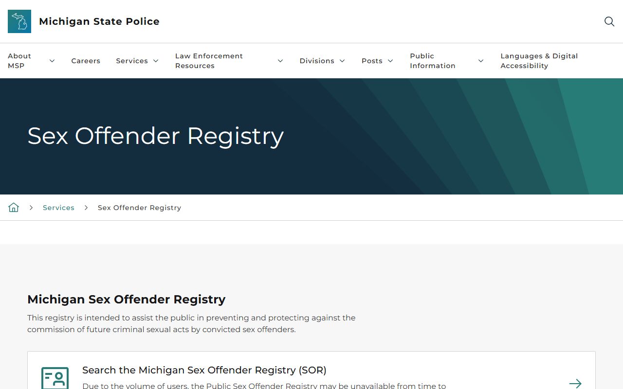 Michigan sex-offender registry used alongside Berrien County arrest and charge records