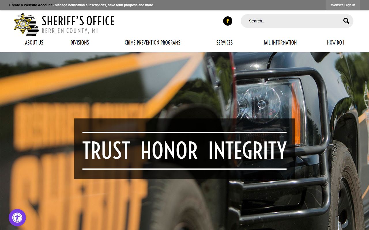 Berrien County Sheriff's Office contact page used for arrest records requests