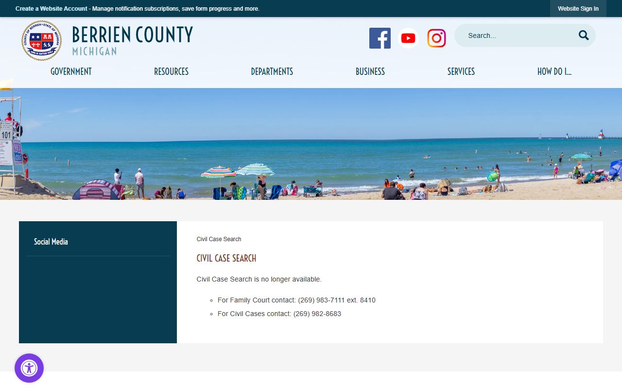 Berrien County court records civil case search discontinued notice