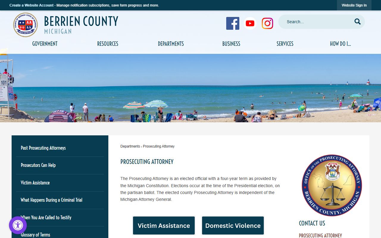 Berrien County criminal court records prosecuting attorney charging office page