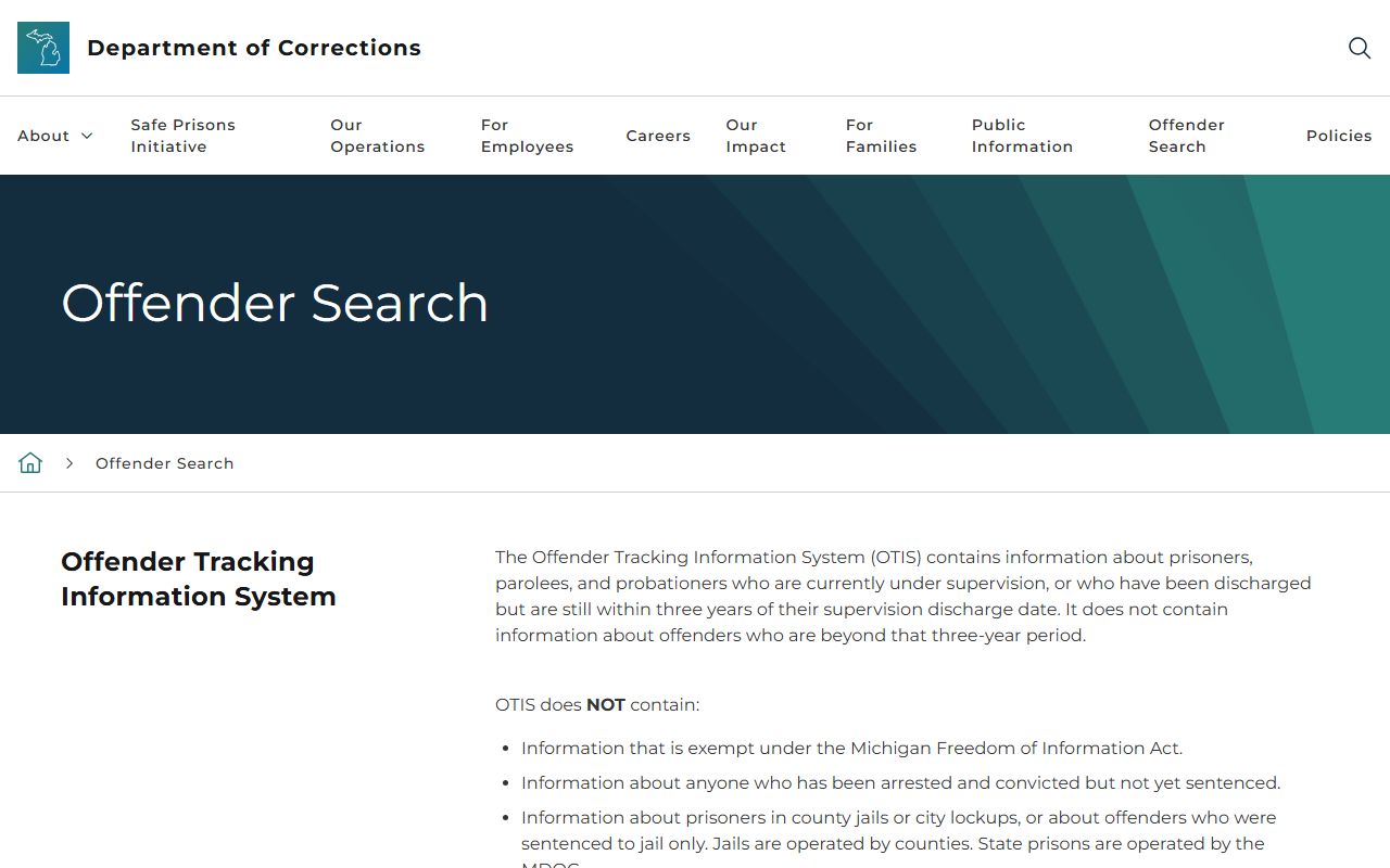 Berrien County criminal court records lookup through Michigan OTIS offender search