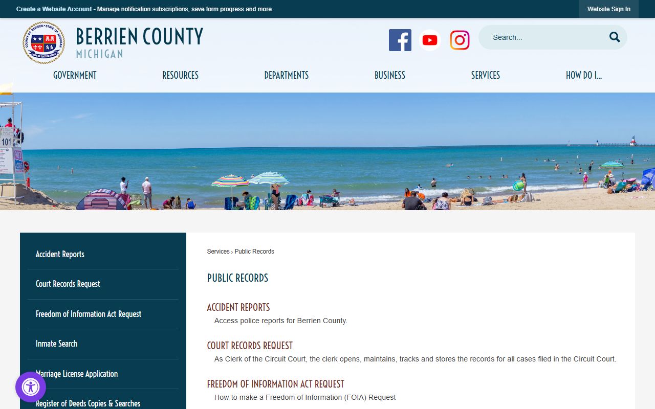 Berrien County public records hub linking court records and request resources