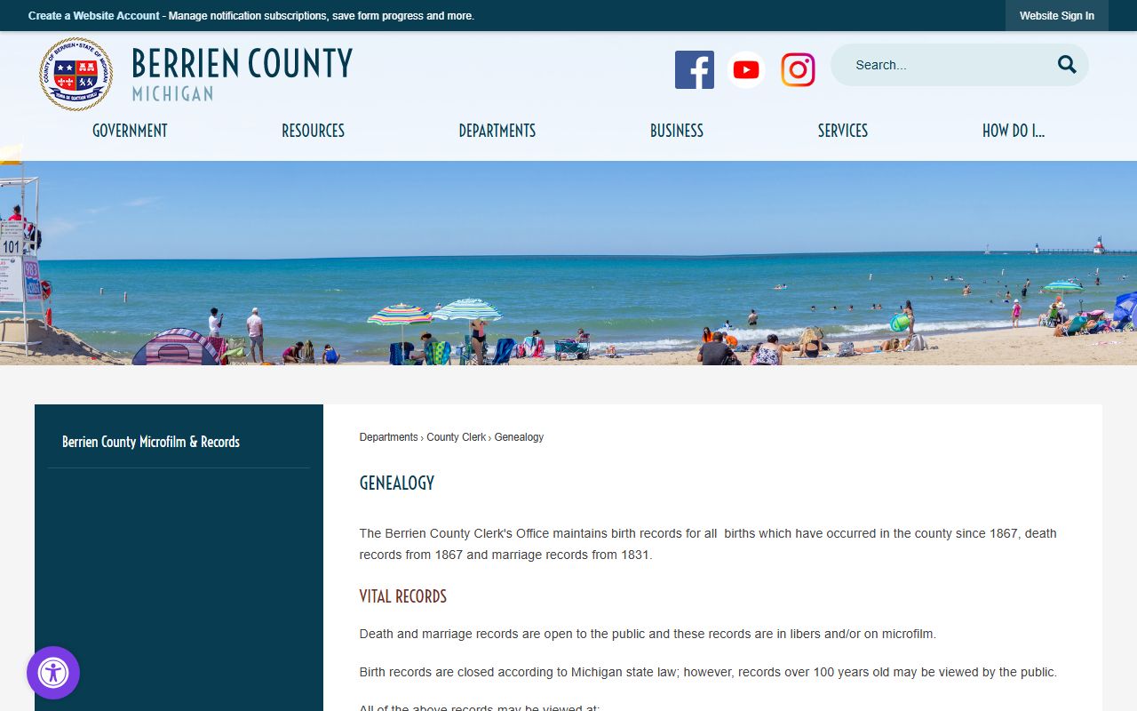 Berrien County marriage records genealogy hours and historical copies