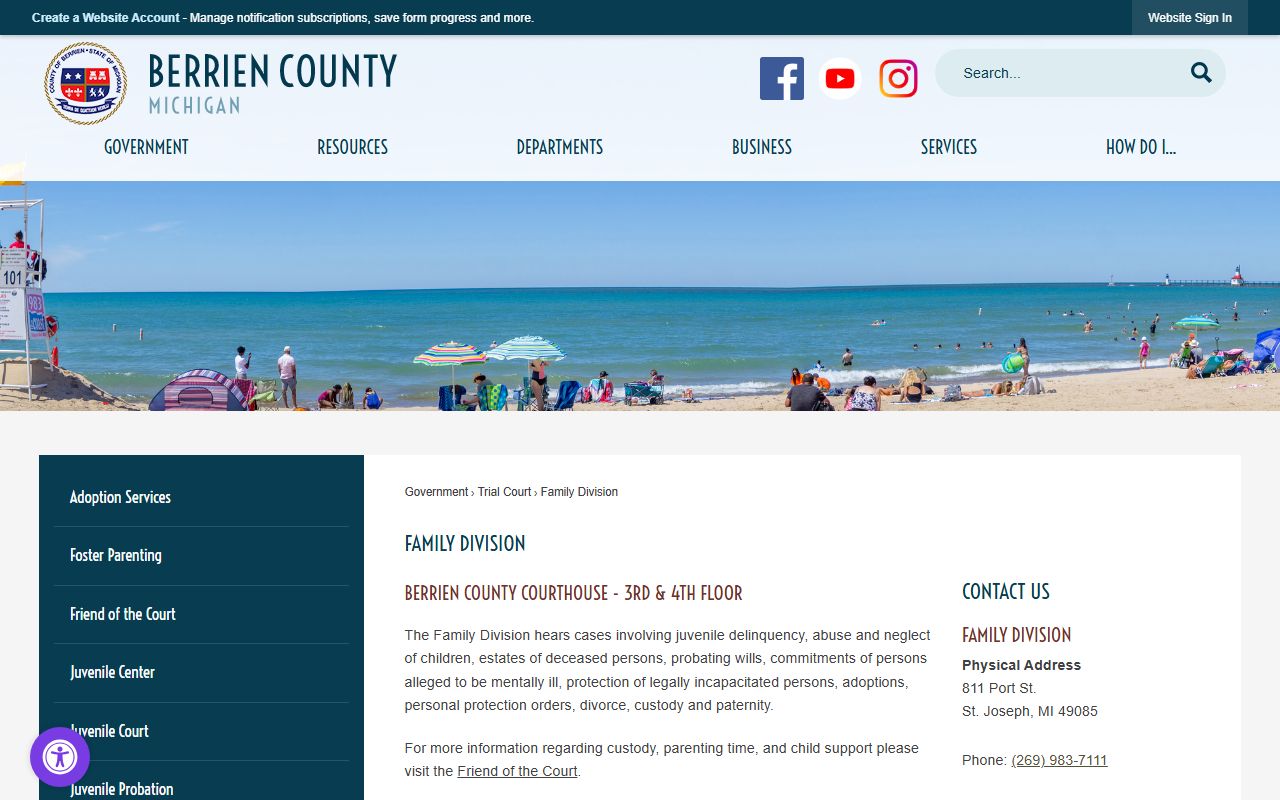 Berrien County probate records and family division jurisdiction overview