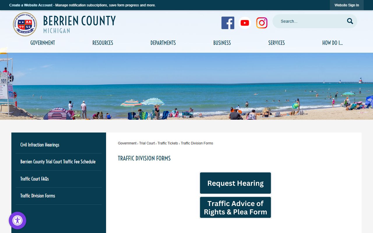 Berrien County traffic court records division forms hub